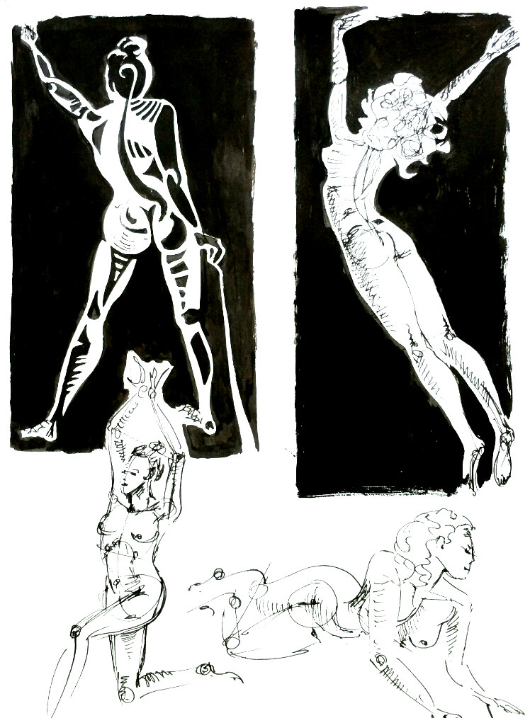 Female Nude Figure Study Abstract Lena Nechet