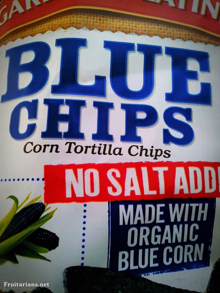 Blue corn chips for the fruit salad, no salt added.